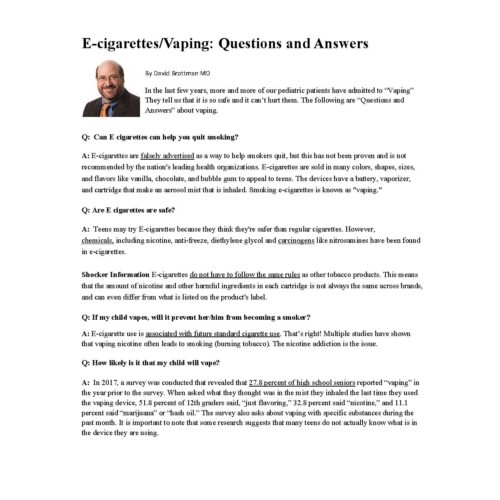 Vaping: Questions and Answers Article